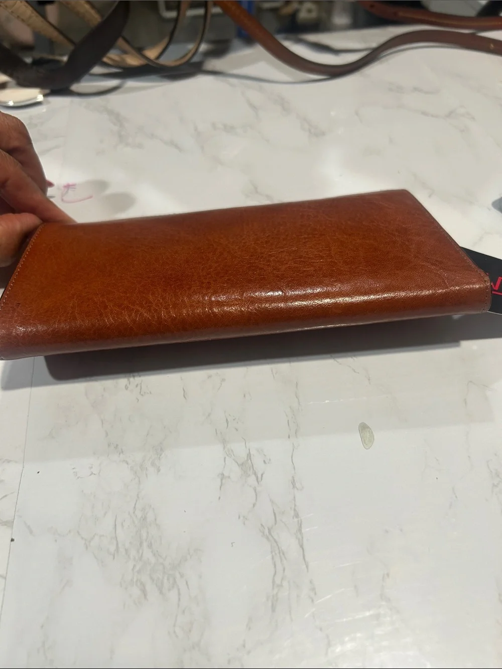 Tumi Cognac Brown Leather Card & Passport Holder wallet organizer